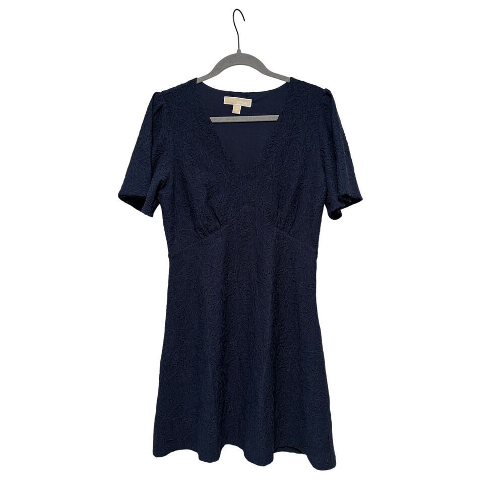 Michael Kors Navy Blue Embroidered Dress M - Picture 2 of 9